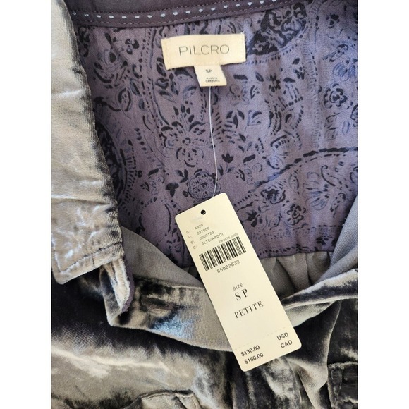 NWT Anthropologie Pilcro The Hadley Relaxed Velvet Buttondown Shirt Sz SP Petite - Picture 10 of 13